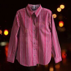 Eddie Bauer Women's Top Blouse Button Up Long Sleeves Striped Size S
